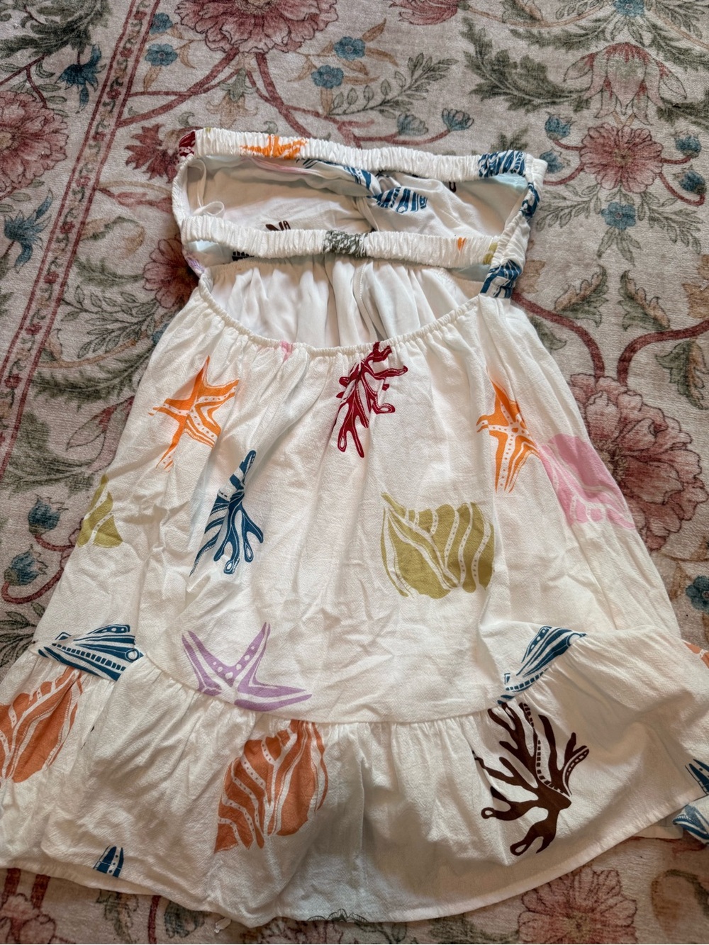 Strapless White Beach Print Mini Dress - Picture 4 of 5